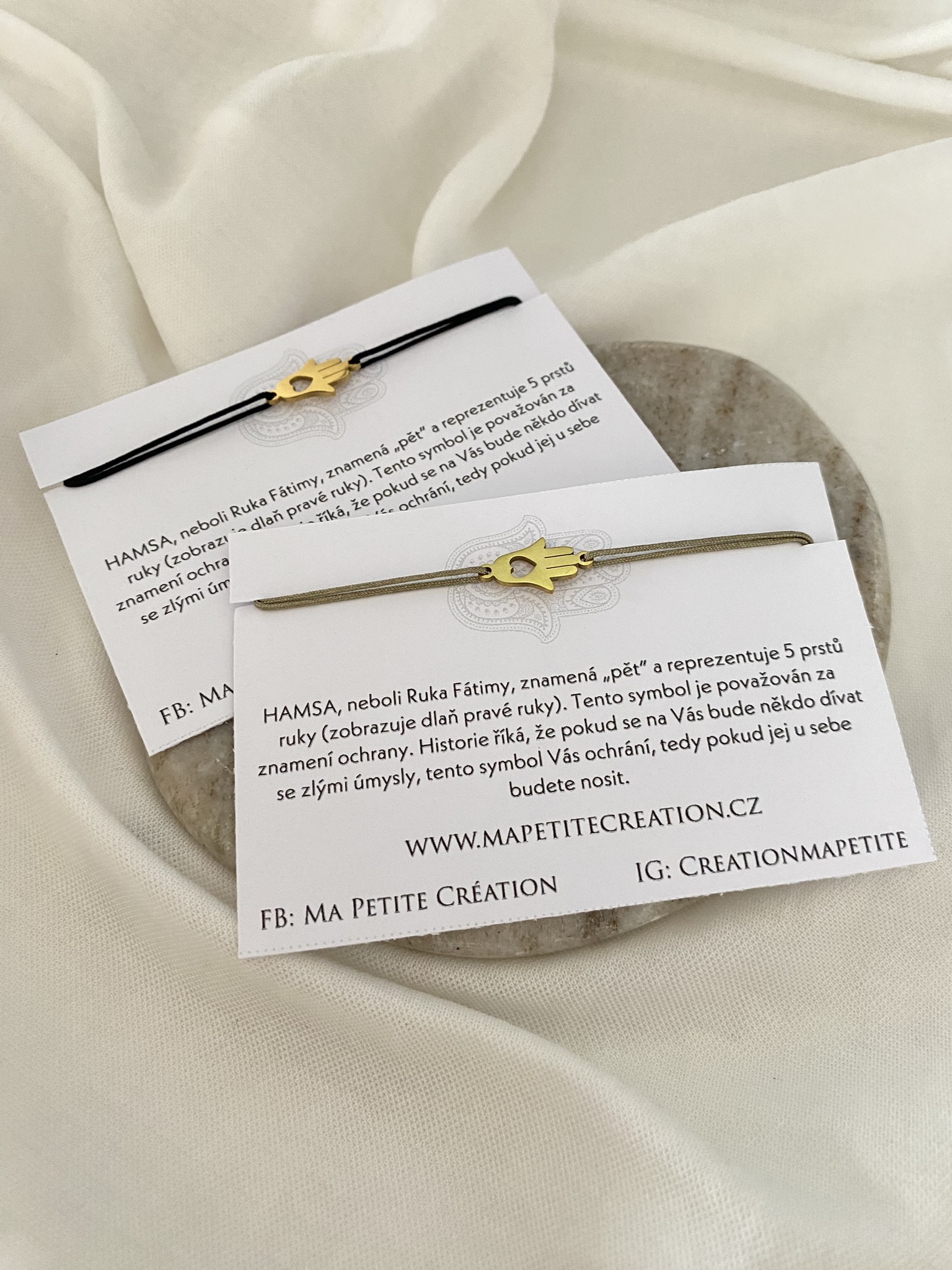 Šňůrkový náramek Hamsa-zlatá #020 - Obrázek 3