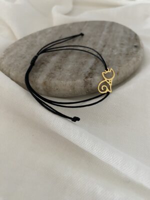 Šňůrkový náramek Kočka-zlatá #023